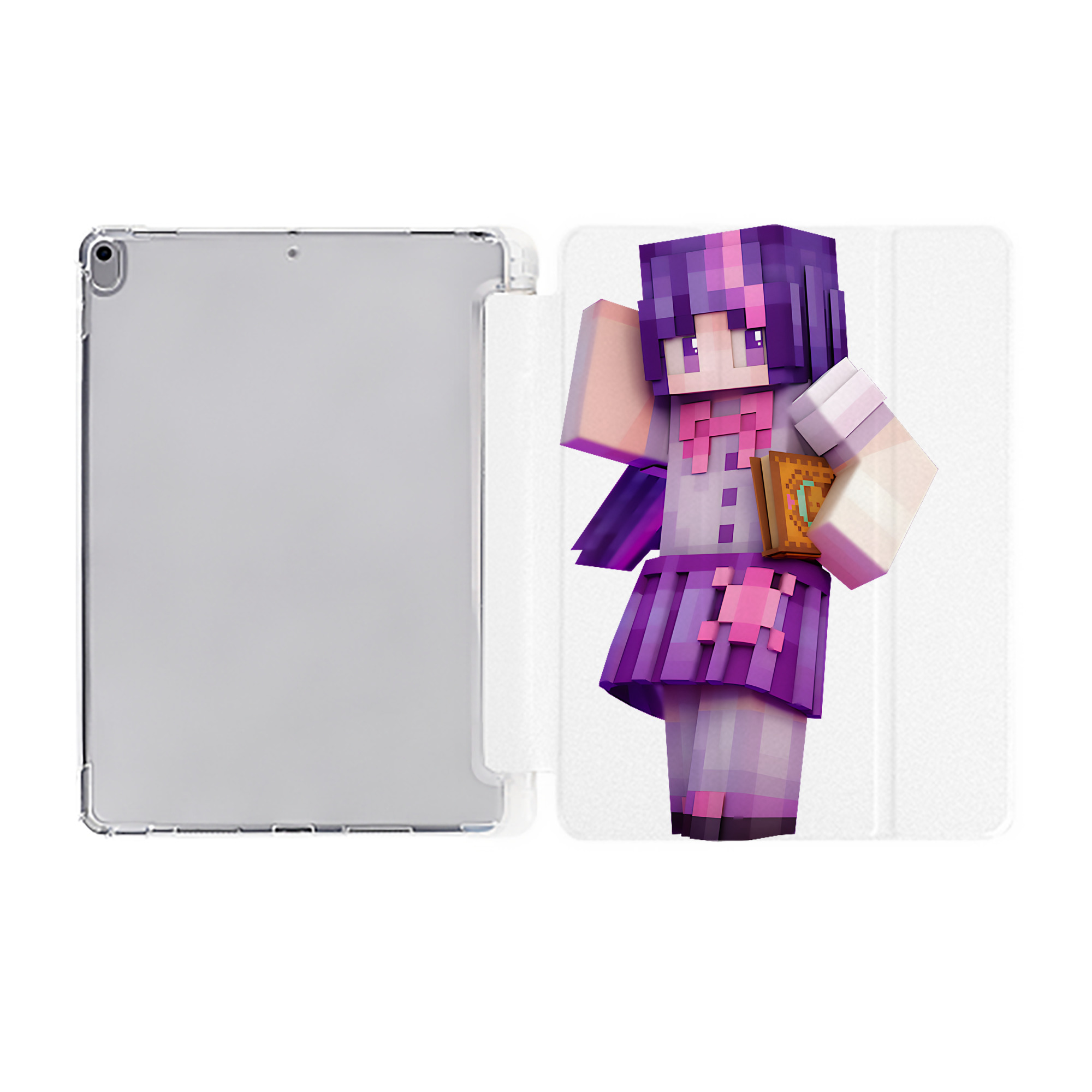 （画像用） マインクラフト ブロックの世界 Minecraft MC Block world IPad ケース ペン収納付き 三つ折りスタンド PUレザー×シリコン 対応機種9.5/10.5/10.9インチ